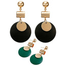 4X(Temperament Wild Round Earrings Geometric Hollow Alloy Pendant Earrings C7R6)