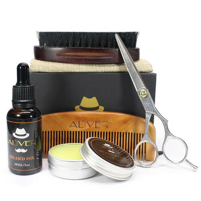 Beard Grooming Travel Kit Oil Balm Scissors comb Mini bag Men Mustache Care Kit