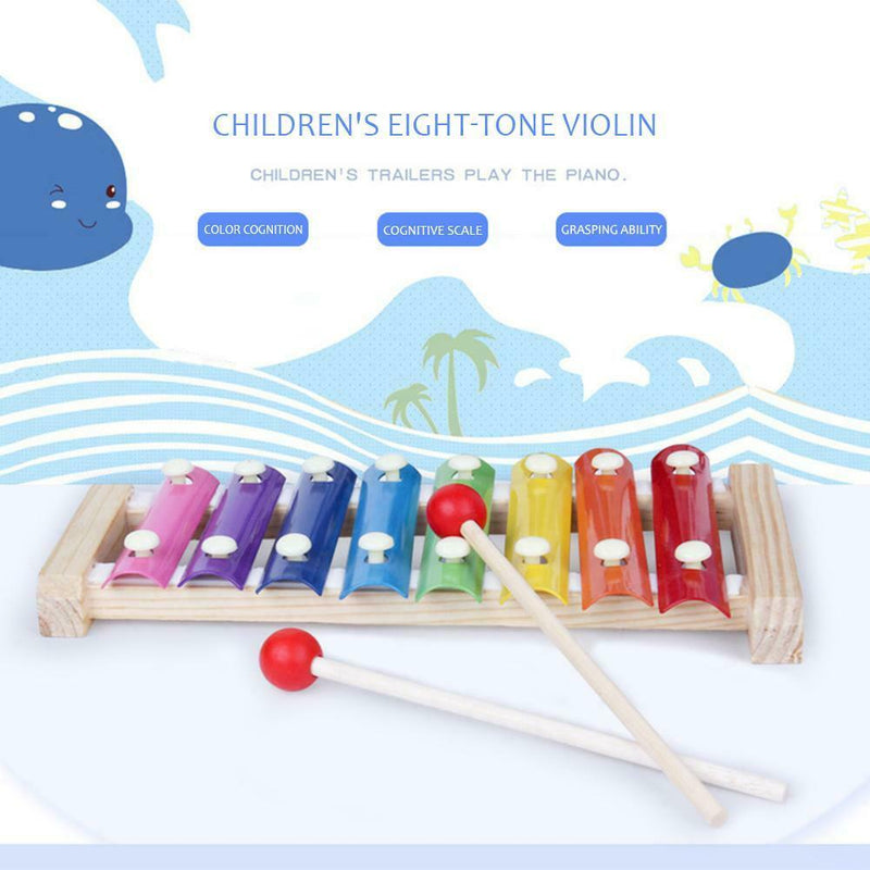 Small Wooden 8 Scales Octave Xylophone Percussion Instrument Education Toys A