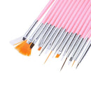 Set of 15 brushes for nail , pink
