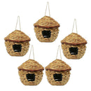 5pcs Handwoven Straw Bird Nest Creative Decoration for Windowsill, Garden, Tree,