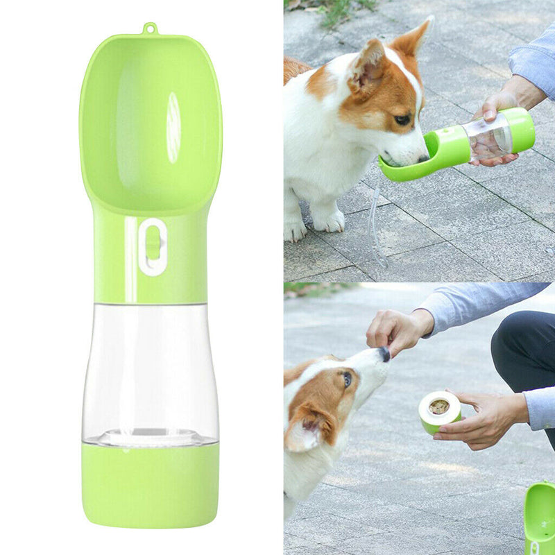 Portable Pet Dog Puppy Water Bottle Drinking Feeder Outdoor Walking Travel Green