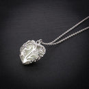 Hollow Heart Pendant Necklace Luminous Clavicle Chain Jewelry Gift (Green) A
