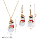 2pcs/set Christmas Snowman Dangles Earrings Pendant Necklace Women Jewelry
