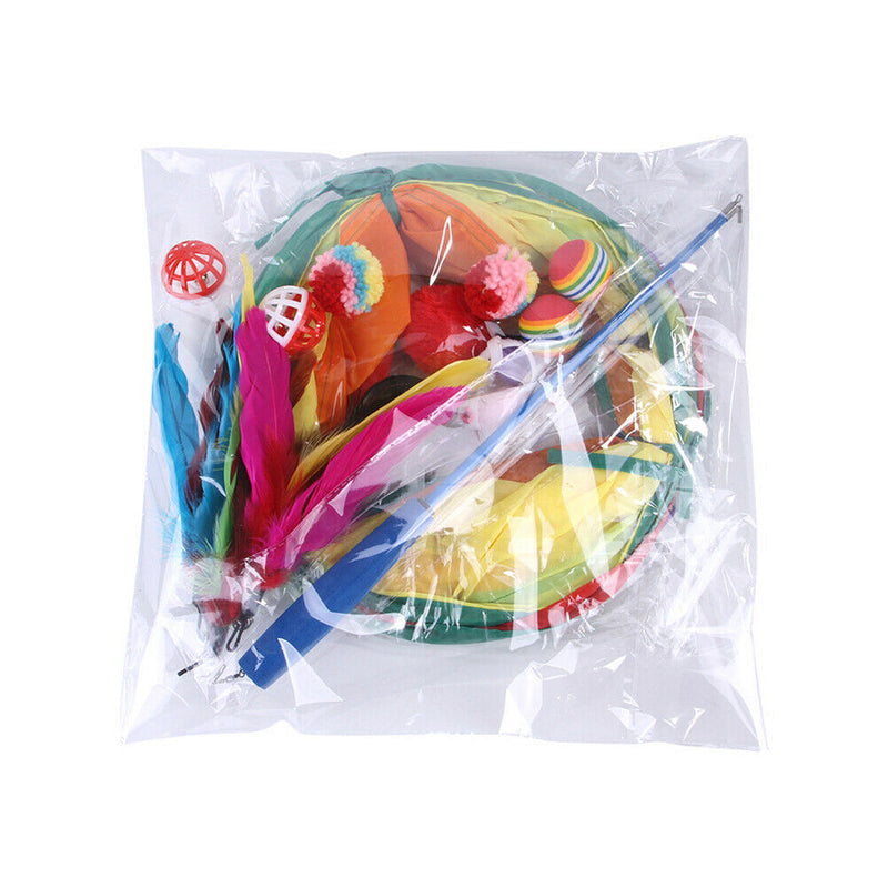 14pcs Cat Tunnel Toys Set Funny Pet Puzzle Collapsible Channel Playing Tube A