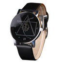 New Fashion Top Compass Hands Leather Band Analog Quartz Wristwatch A