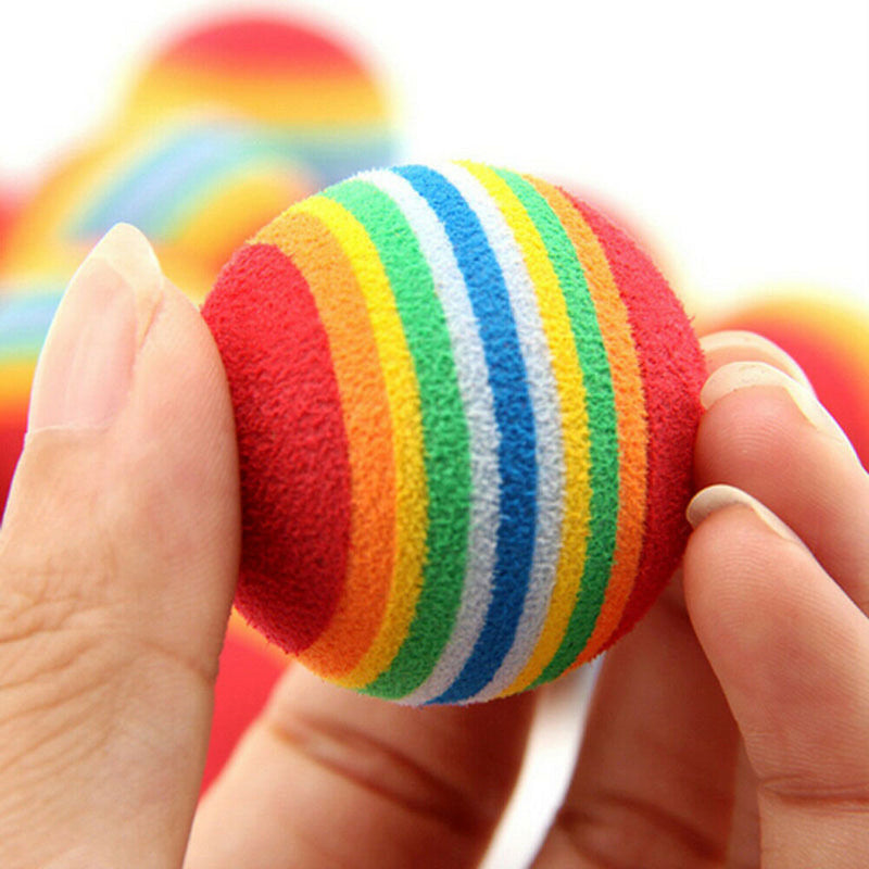 6pcs Pet Cat Kitten Soft Foam Rainbow Play Balls Colorful Funny Activity Toys AU