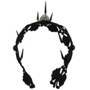 Gothic punk style rivet Lolita tiara black lace forehead headband