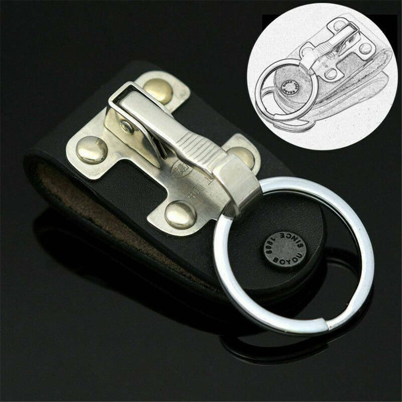 Quick Release Detachable Key Chain Stainless Steel Belt Clip Ring Holder Keyring