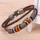 Retro Leather Bracelet Men Punk Bracelet Handmade Brown Leather Bracelet JR