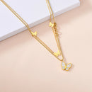 Double Layer Necklace Women Butterfly Pendant Alloy Clavicle Chain Jewelry