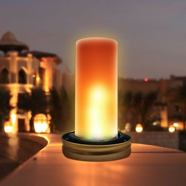 4pcs Mason Cover Lid Solar Light LED Flame Pattern Outdoor Restaurant Decor A#S