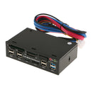 Dual USB3.0 6x USB2.0 ESATA/SATA Multi Internal Front Panel Card Reader - Black