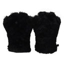 2 pieces Black Cat Foot Paw Plush Gloves + Cat Ears Hair Clips Hair Pins Pa W8F3