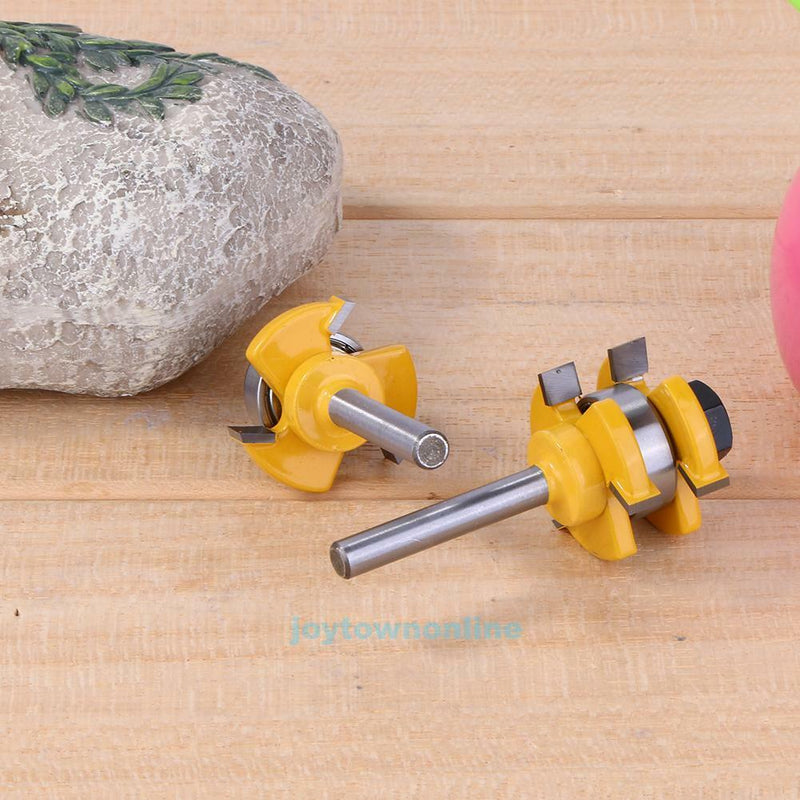 2Pcs Alloy Tongue & Groove Router Bit Set 3/4 Stock 1/4 Shank Woodworking Tools