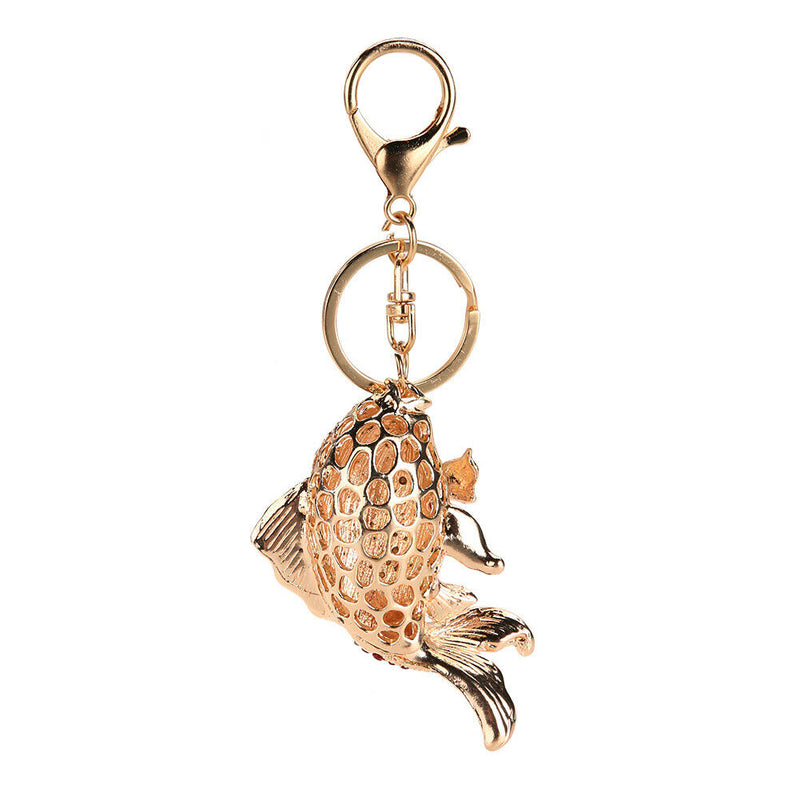 Exquisite Crystal Fish Keychains Holder Goldfish Purse Bag Pendant Keyrings