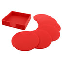 7pcs Silicone Simple Slice Coasters for Hot Beverages and Cold Drinks,Red