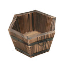 2PIECE Wooden Planter Whiskey Barrel Flower Hexagon Top Box for Garden Home S+M