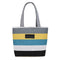 Fashion Striped Shoulder Handbags Women Canvas Large Shopping Totes (Grey)
