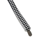 Unisex White Black Argyle Pattern Adjustable Y-Shaped Suspender Braces