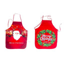 2 Pcs Christmas Apron Printing Christmas Wreath Santa Claus Aprons Big Pock N1Y6