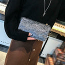 Women Evening Clutch Bag Plush Zip Handbag Female Solid Color Purse (Grey)