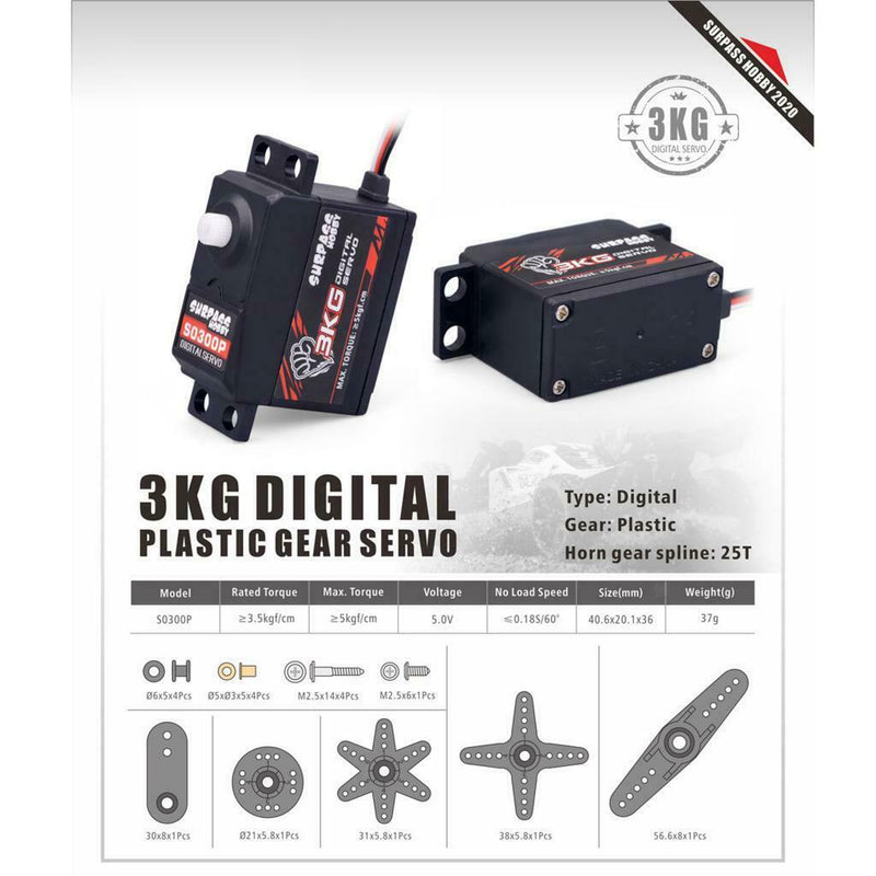 3KG Steering Servo Motor for 1:12 RC Crawler Robot Ship Aircraft Aircraft