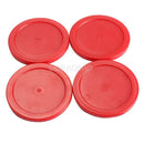 4Pcs Air Hockey Table Goalies with 4pcs Puck Felt Pusher Mallet Grip Red