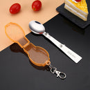 Outdoor Camping Utensil Stainless Steel Folding Spoon with Box (Orange) A