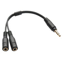 3.5mm Mic Headset Splitter Adapter 1 TRRS Male to 2 TRS Female Y Audio Wire Cord