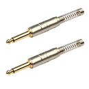 2x 6.35mm Mono Jack Connector for DIY Audio Microphone Soldering Adapter