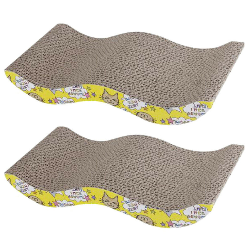 2xM-Shape Wave Corrugated Board Cat Scratcher Seize Scratch Pad Catnip Bed