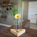 Flower Vase Glass Tubes Clear Glass Flower Pot With Wooden Stand For Hydrop