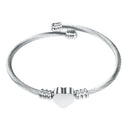 3Colors Jewelry Women'S Stainless Steel Twisted Cable Wire Heart Charm Brac