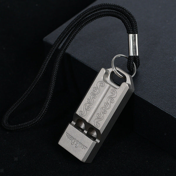 Titanium Whistle Sport Emergency Whistles with Lanyard, Double Tube High