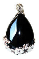 Women Angel Tears Water Drop Semi-Precious Gemstones Pendant -Black Onyx