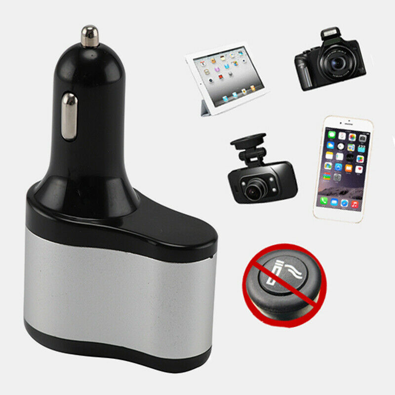 12V 24V Dual 2 USB Car Charger w/ Cigarette Lighter Socket Power Outlet Adapter