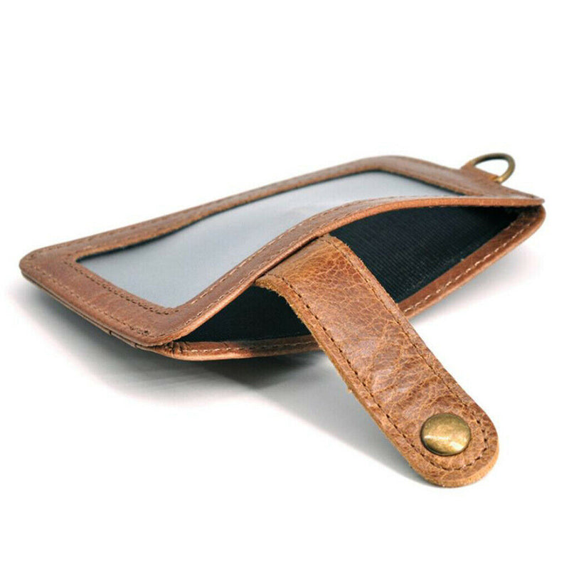 Vertical Leather ID Cards Holder Travel Money  Purse Case Snap Button
