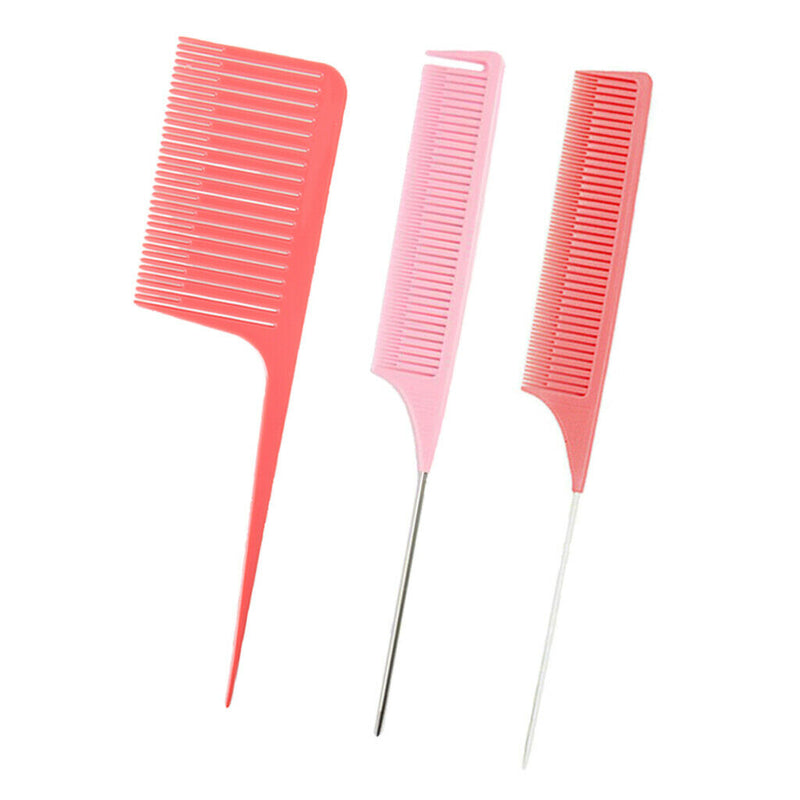 3x Heat-resistant Weaving Highlighting Foiling Hair Comb Dyeing Combs Pink