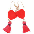 Simple Temperament Girl Heart Ball Velvet Tassel Earrings Long Stud EarringsF8J2
