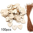 100pcs Wood Slices Heart Shaped Natural Wooden Cutout for Card Making