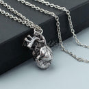 2pcs Retro Anatomical-Human Heart Pendant Necklace Sweater Chain Alloy J LFE