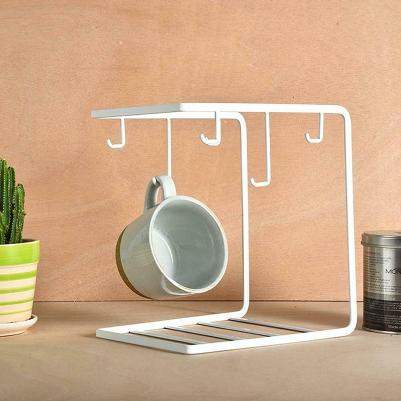 6-hook Stand Mug Coffee Cup Cup Handgrip Tray Rack With Holder With Storage HG4I