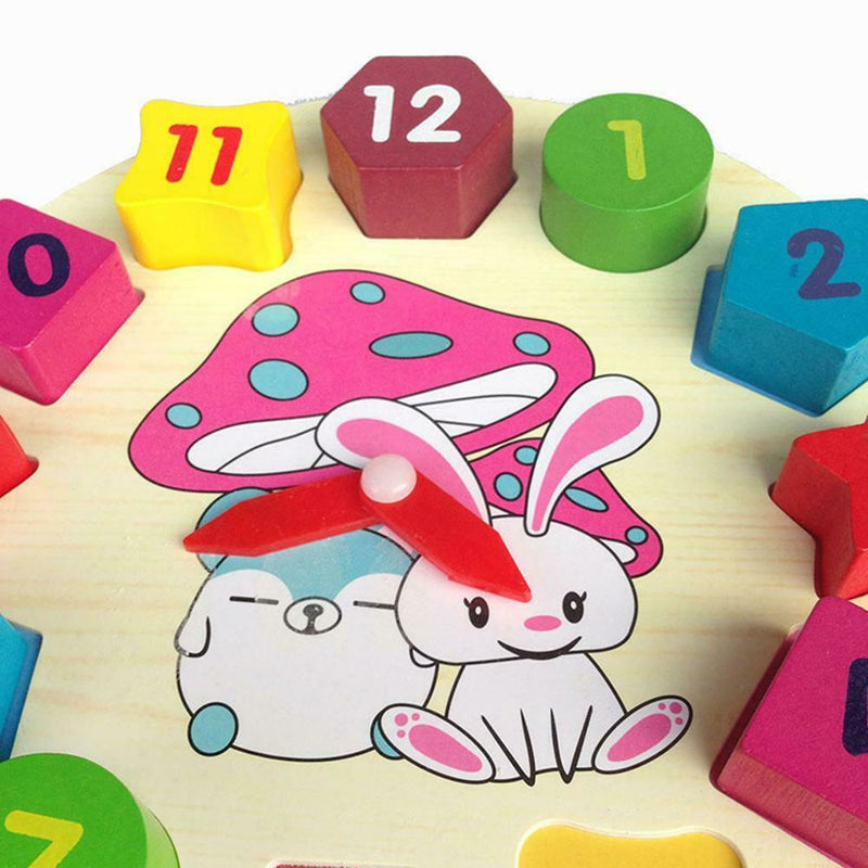 Wooden Rabbit Clock Building Blocks Digital Alarm Clock Toys Children Gifts