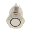 Blue LED LED illuminated Angel Eye 16mm Momentary Push Button Switch Waterproof