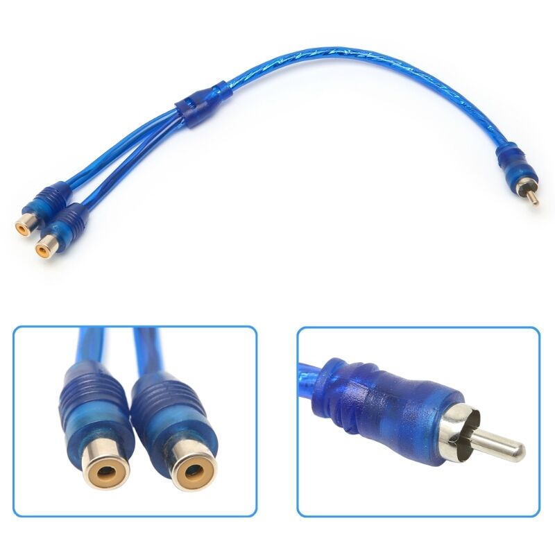 Car MP3 Audio RCA 1 Male to 2 Female Y Splitter Cable Adapter Cord 25cm
