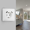 Electrical Wall Socket Double USB Port 220-250V 16A Socket Power Outlet 84x84mm