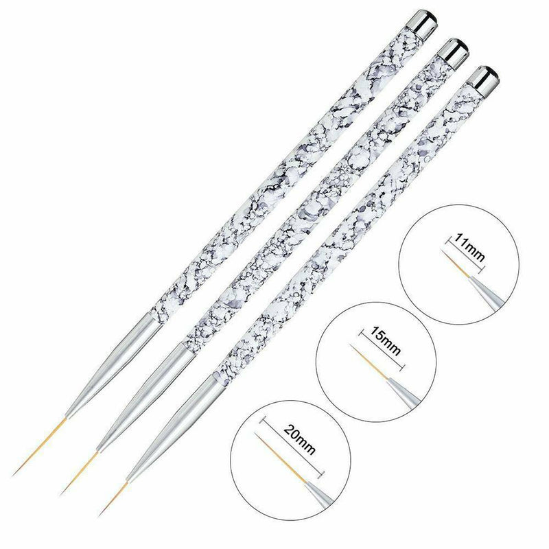 Nail Art Brush Liner Painting Drawing Flower Pen Marble Manicure Tools 3Pcs/Set