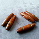 HOT 50pc Olive Shape Wooden Toggles Buttons 2 Holes Buttons Clothes Decor S L9S7