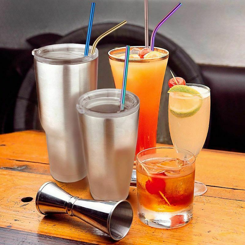 MultiColor Colorful Stainless Steel Straws Set of 12 Extra Long 10.5 inch R Q2R5